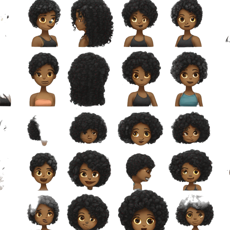 curly black hair girl  emoji