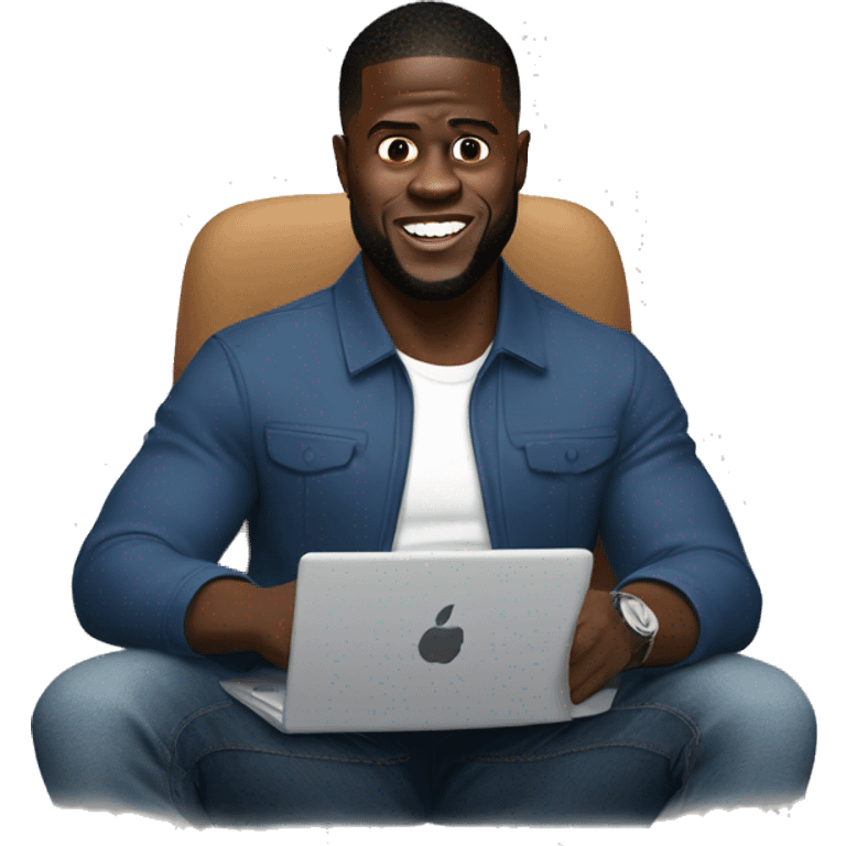 kevin hart sitting in a room working on laptop emoji