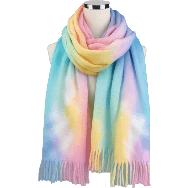 Realistic pastel tie dye ombre winter scarf.  emoji