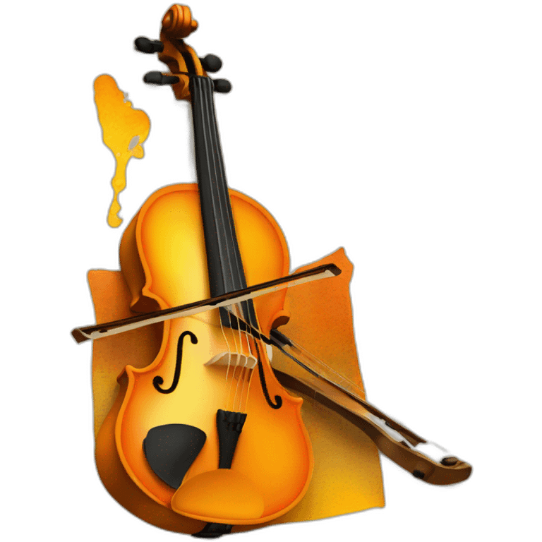 orange and yellow painting with a violin in the middle emoji