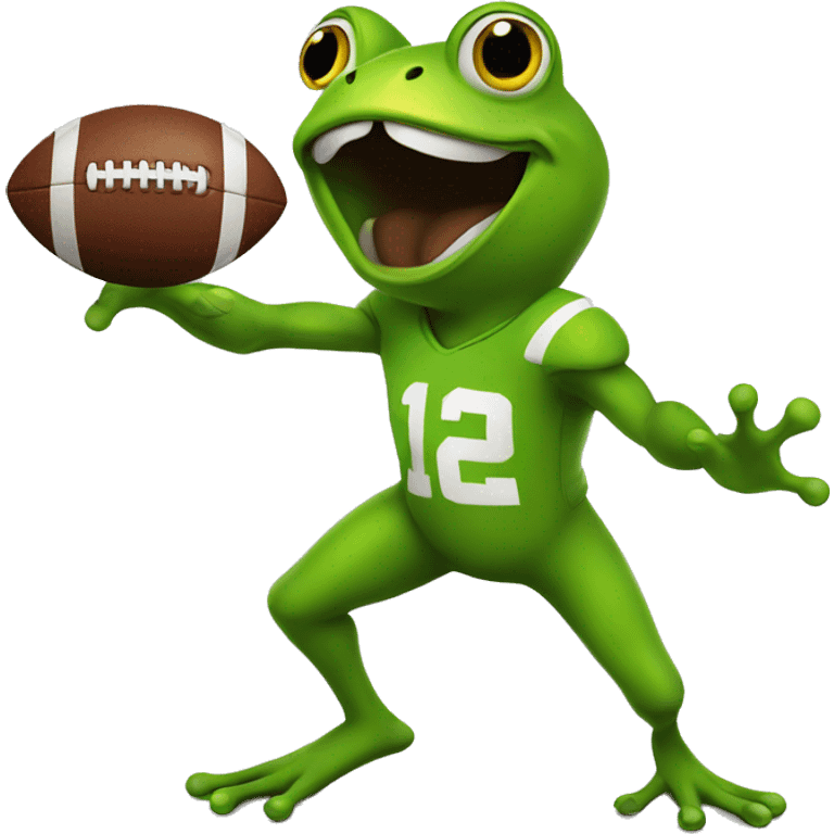 Frog throwing a football emoji