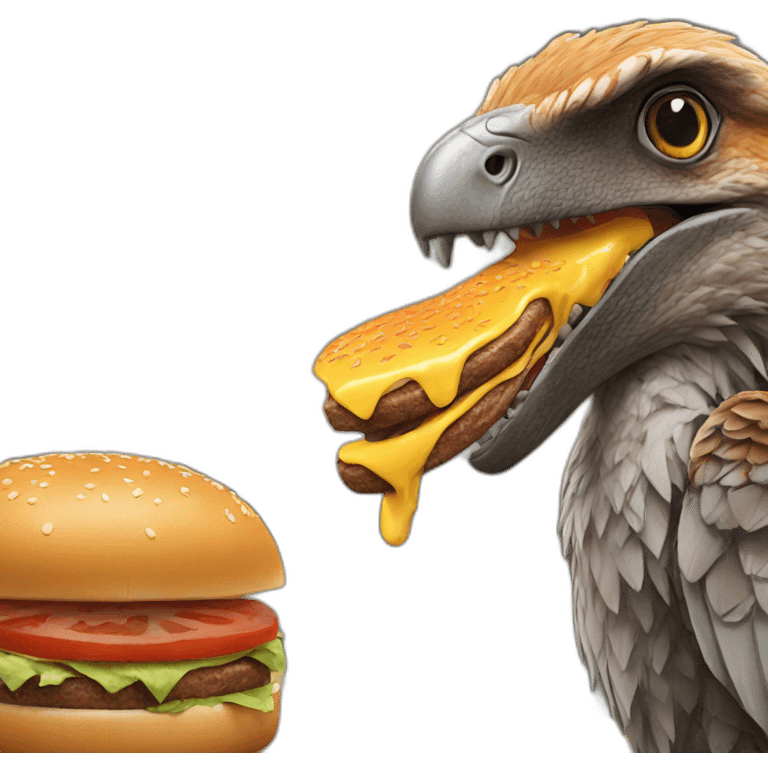 raptor eats burger emoji