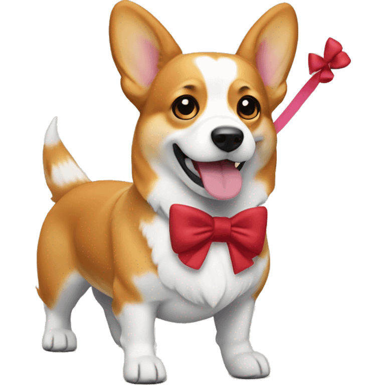 Corgi with a bow on it’s head and massive muscular legs emoji