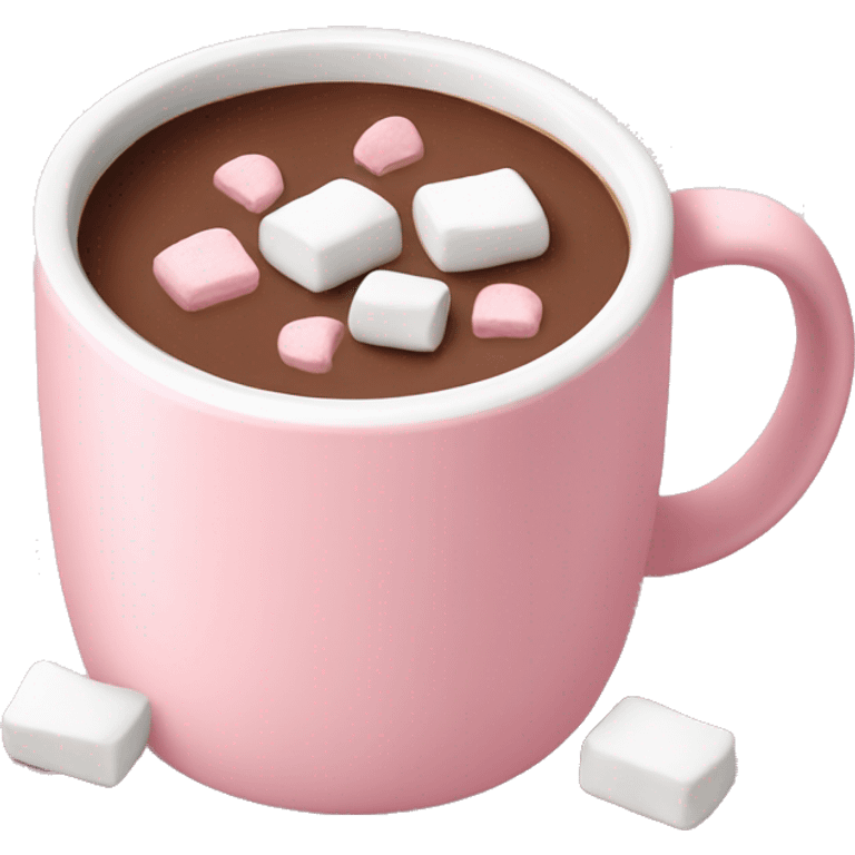 light pink mug with hot chocolate inside and  marshmallows on top emoji