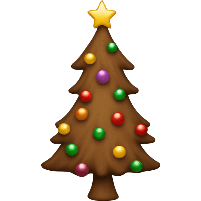 Brown Christmas tree decorated emoji