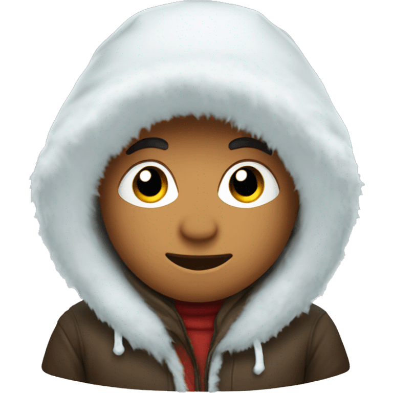 Eskimo in a hood covered with snow emoji