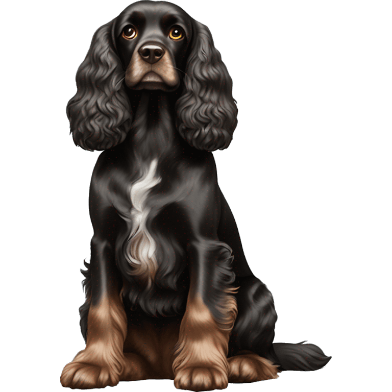 Black cocker spaniel sitting full pose emoji