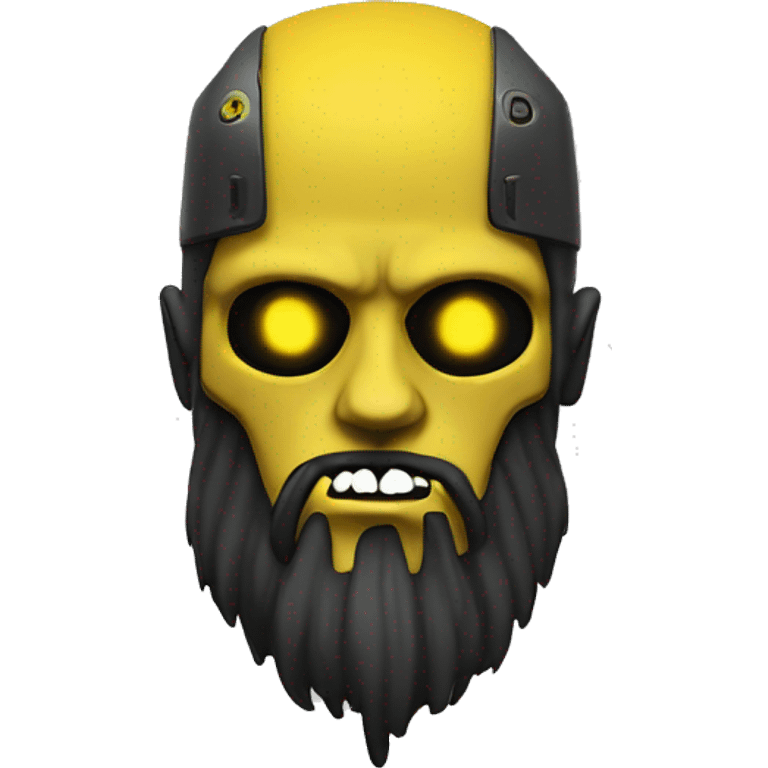 black metal cyborg head with yellow beard emoji