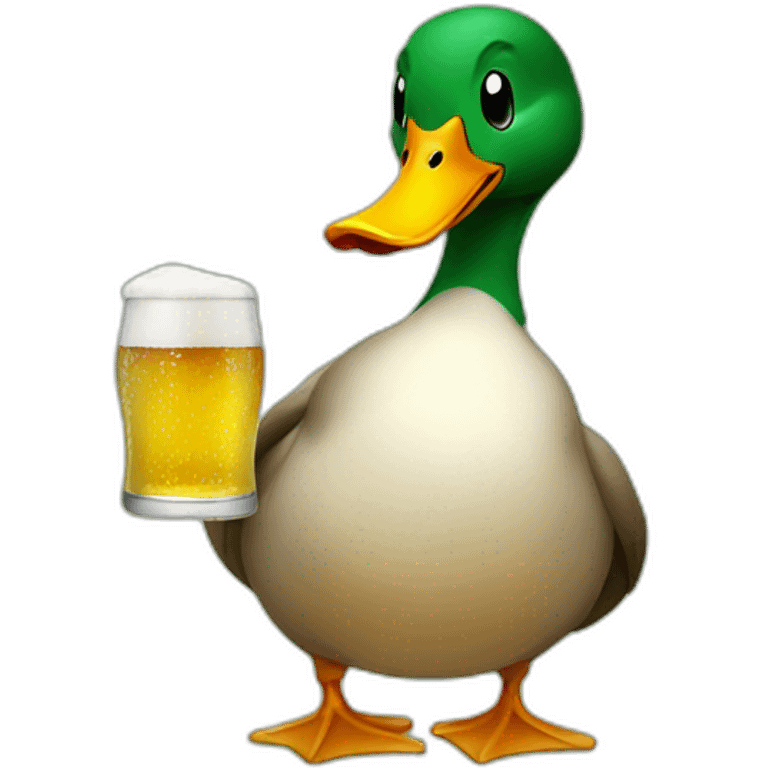 Duck drinking beer emoji