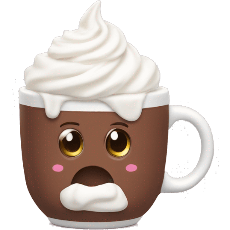 Hot chocolate with whipped cream in a pale pink mug emoji