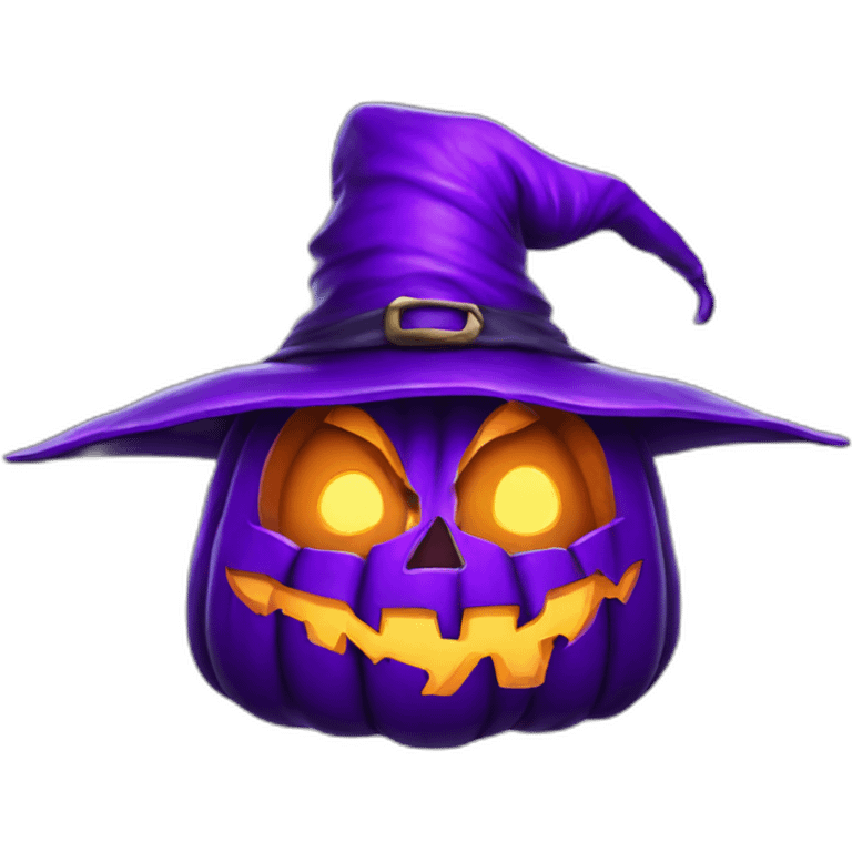 evil jack-o-lantern wearing purple wizard hat emoji