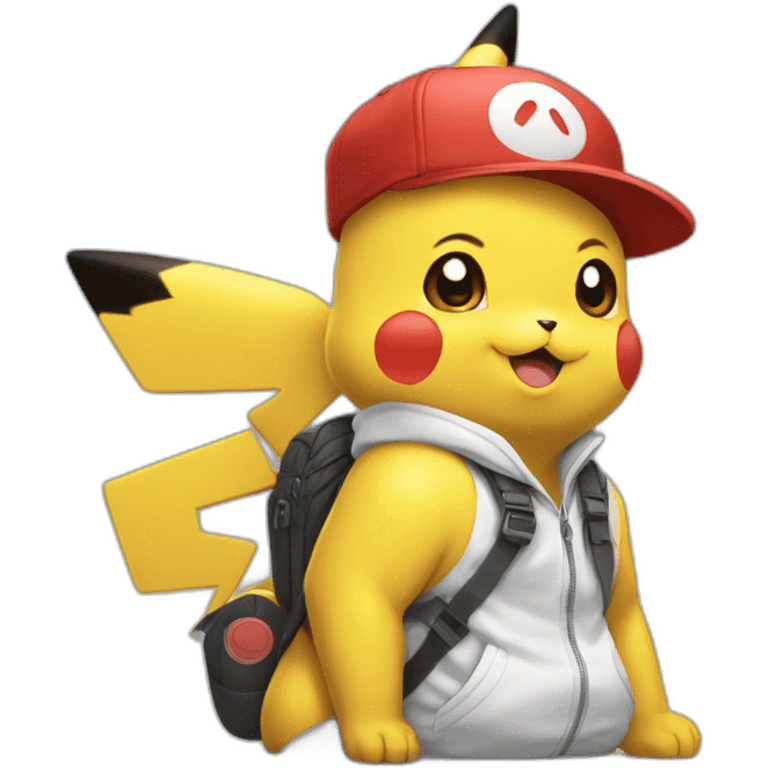 Pikachu avec sacha emoji