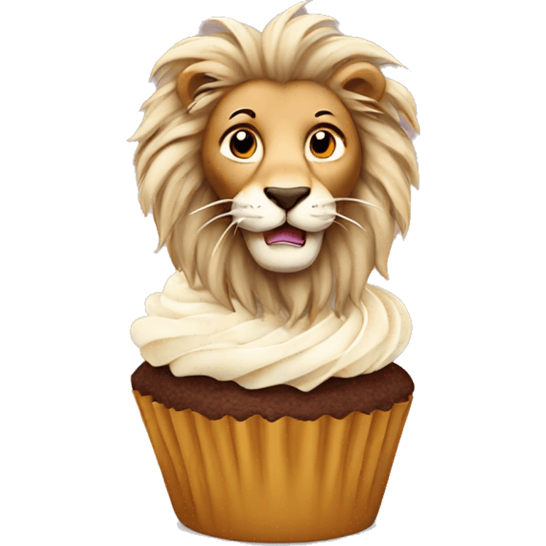 cupcake with lion emoji