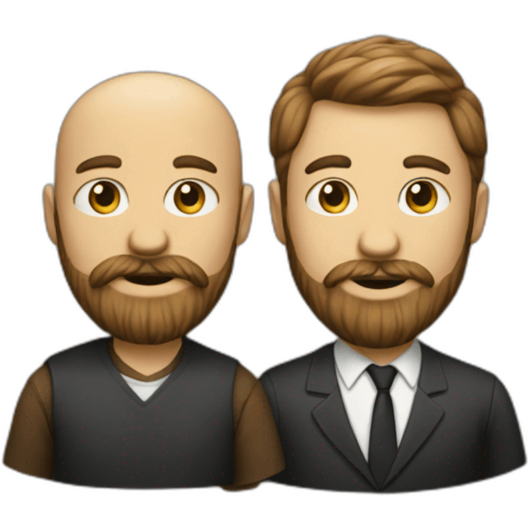 Two man with beard eat emoji