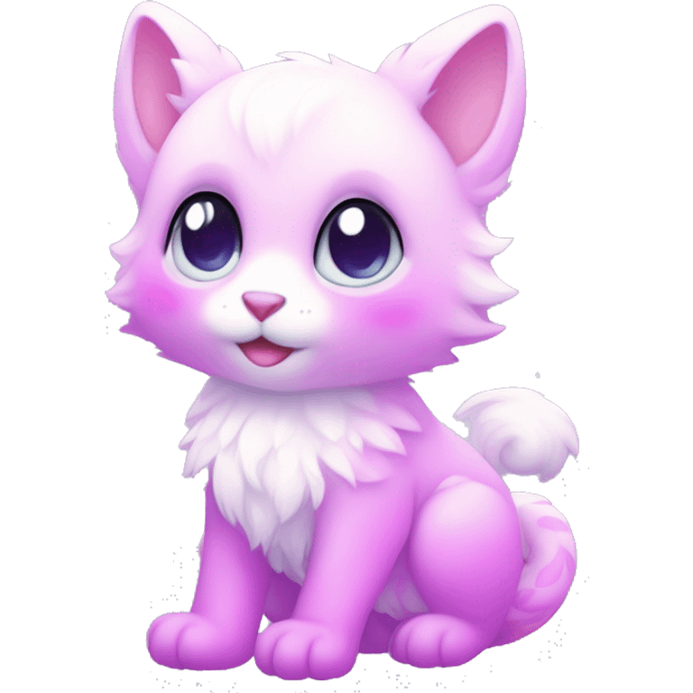 Kawaii cute gorgeous colorful sparkly bright light pastel lilac-pink-white-gradient fantasy ethereal fursona animal creature emoji