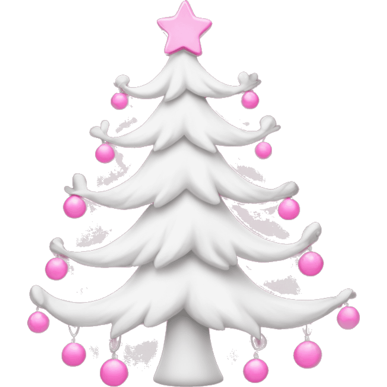 White Christmas tree with pink decorations  emoji