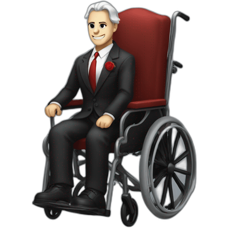 charismatic satan with a suit on a wheelchair emoji