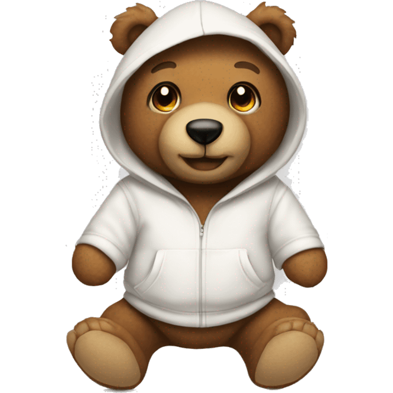 Brown teddy bear with white hoodie emoji