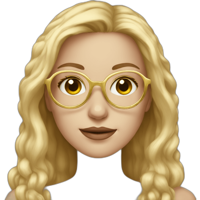 White girl with gold glasses emoji