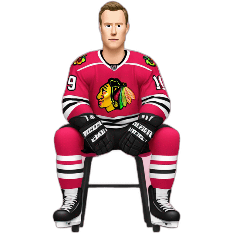 Jonathan Toews sitting on pink chair emoji