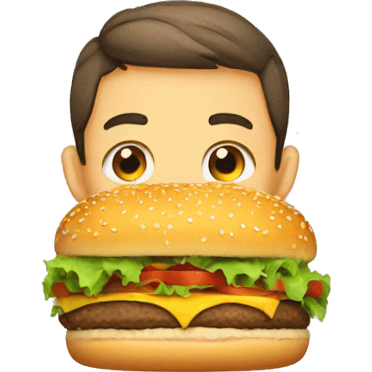 boy eat hamburger emoji