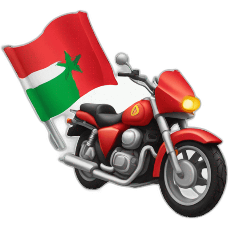 quelqu'un sur une moto avec le drapeau du Maroc derrière emoji