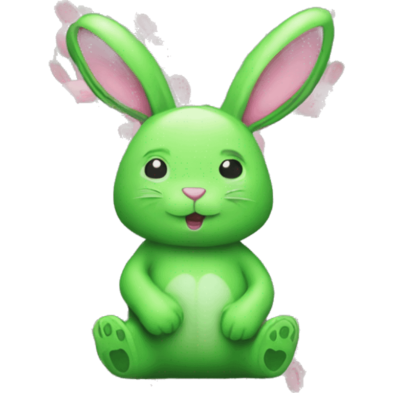 Green bunny hugging pink bunny emoji