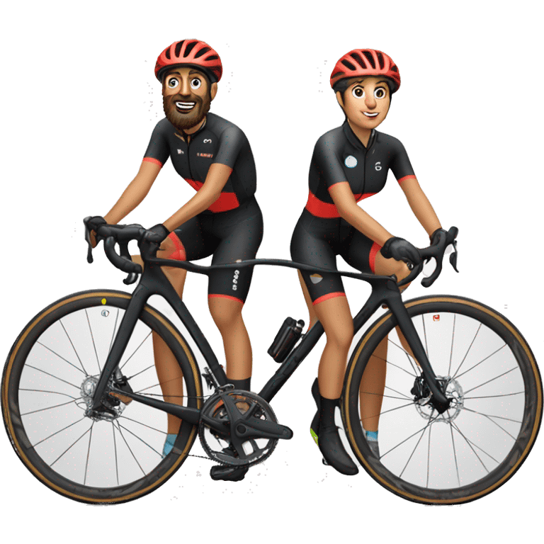 Gregory and Lori riding identical, Cervelo gravel bikes emoji