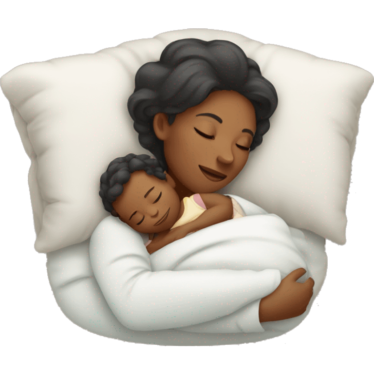 a mother sleeping with baby emoji