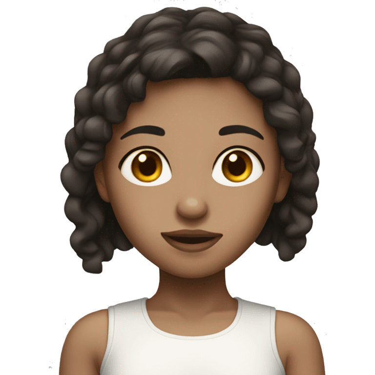 Girl with dark brown hair in white skin emoji