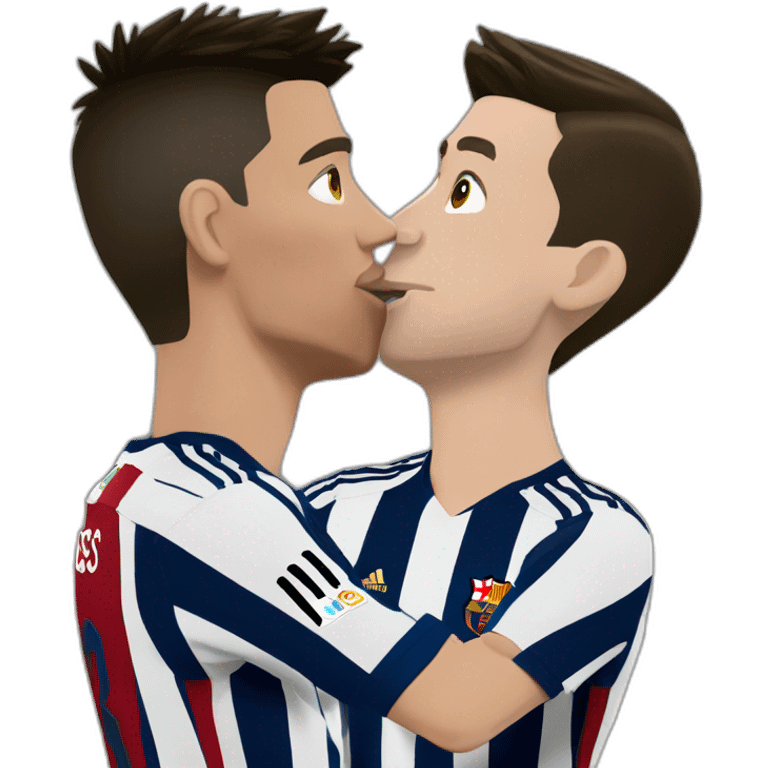 Cristiano Ronaldo kissing Lionel Messi  emoji