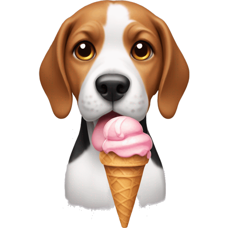 Dog Beagle with ice cream emoji