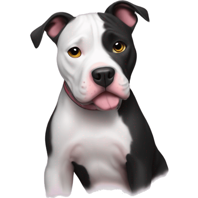 Black and white pitbull with hearts emoji