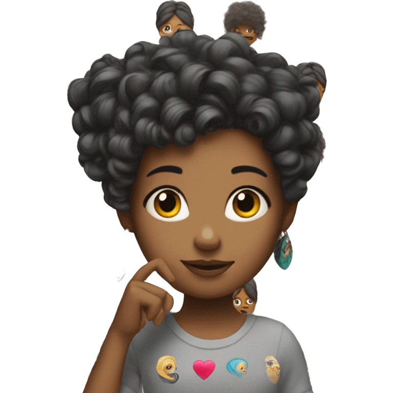 girl with afrian hair andtat show her hand emoji