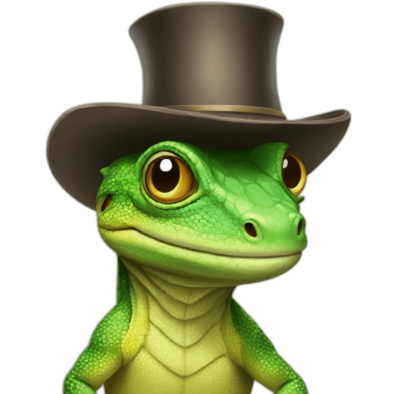 Lizard with a hat emoji