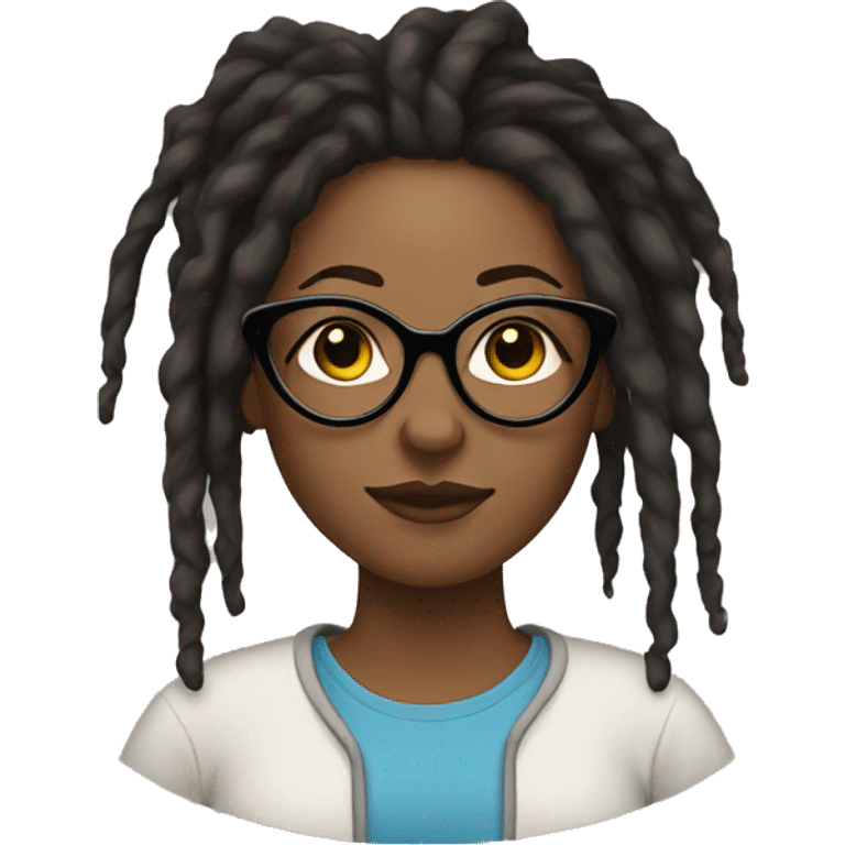 black woman with locs and cat eye glssses emoji