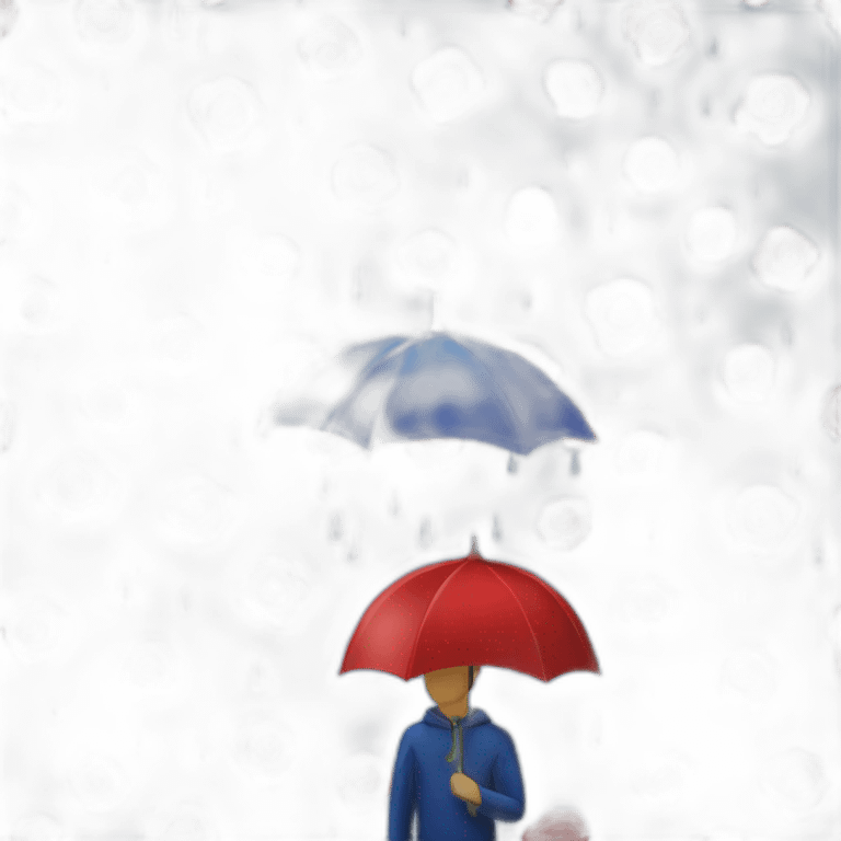 blue umbrella raining with red roses emoji