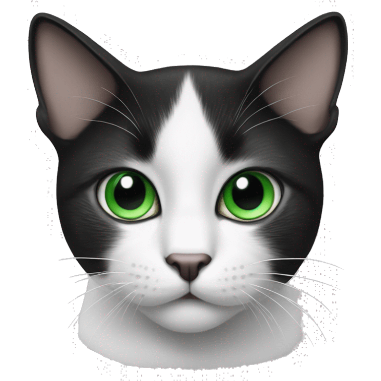 Black and white cat with Green eyes emoji