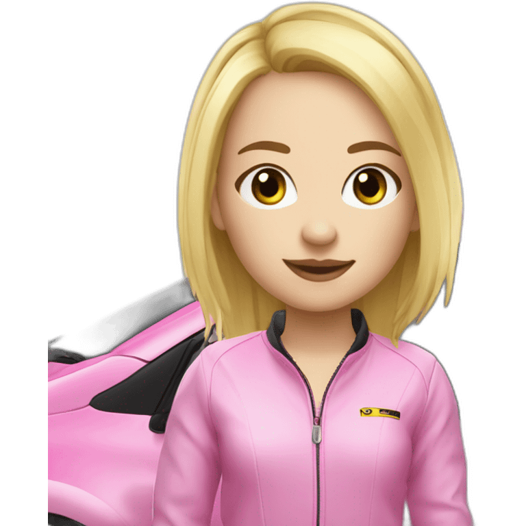 cute blond girl in renault clio rs pink emoji