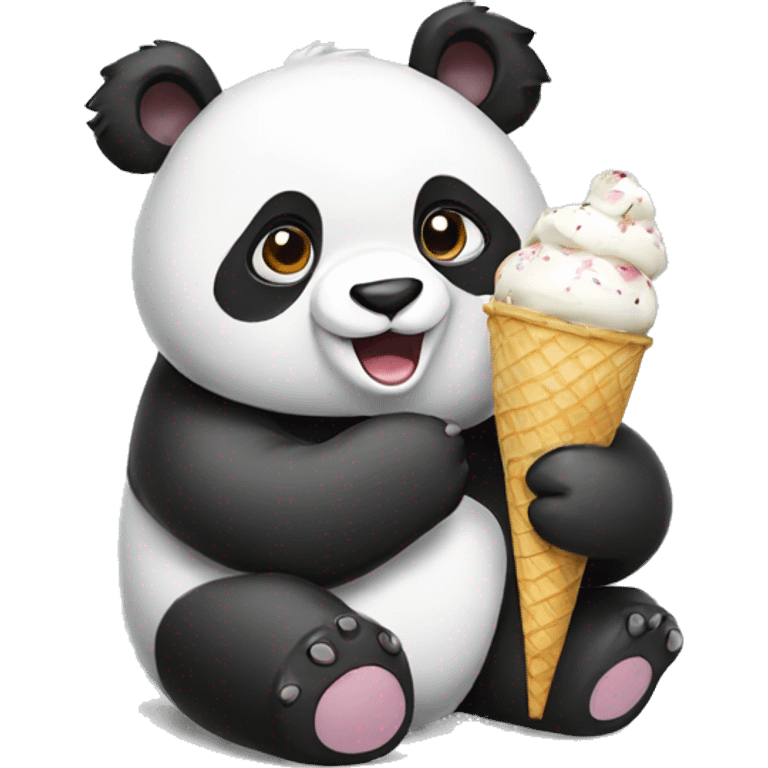 Panda eating ice cream emoji