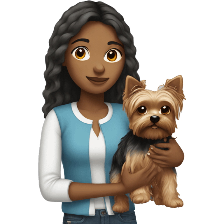 Spanish girl with yorkie emoji