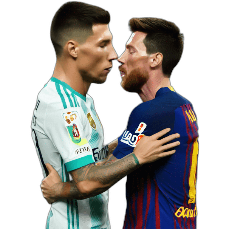 Ronaldo kissing messi emoji