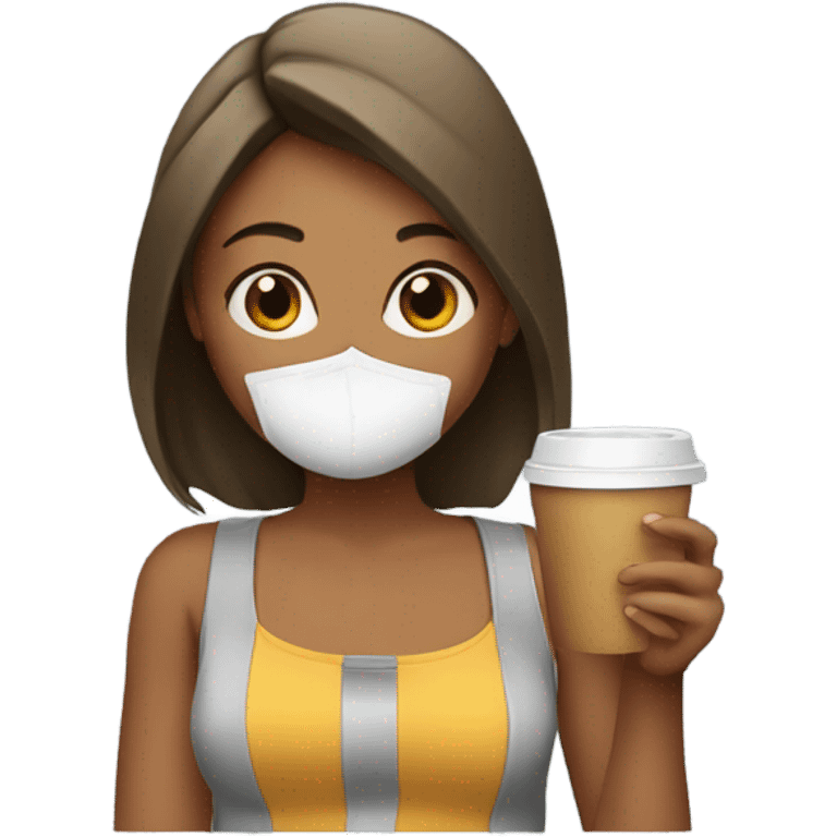 Girl drinking a coffee and holding a cigarette  emoji