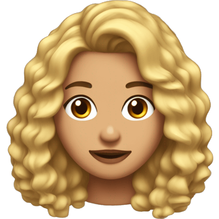 Chica morena clara con cabello rizo emoji