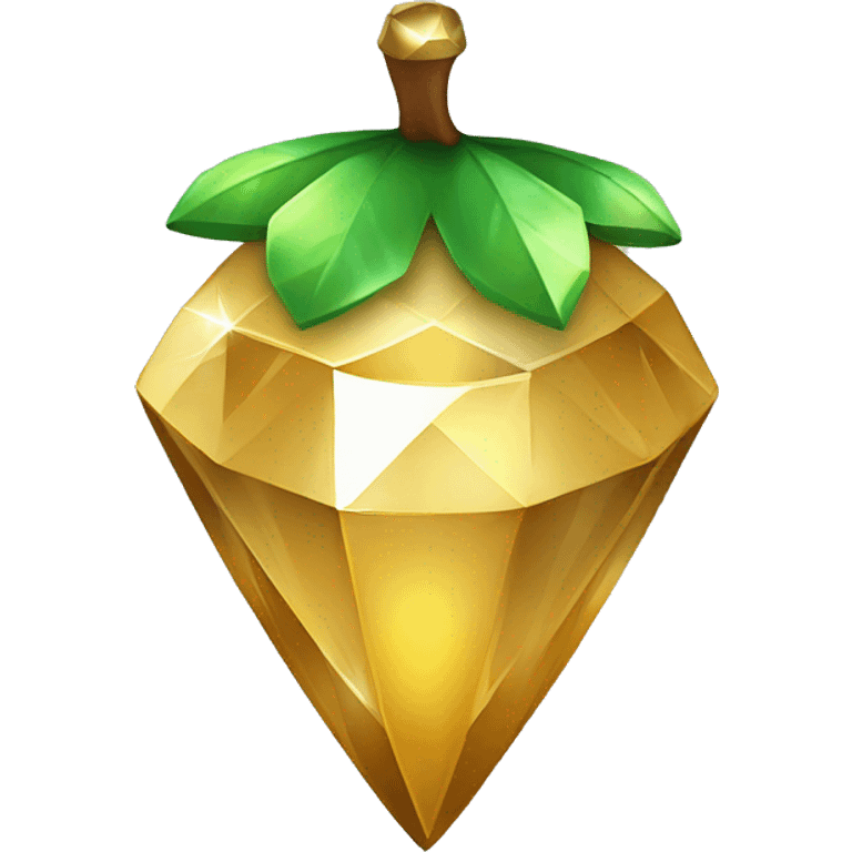 a Diamond Acorn, sparkling like a cut diamond, with short top and stem that is made of gold emoji