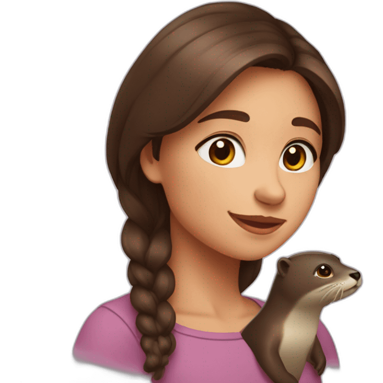 Une fille brune avec une loutre emoji