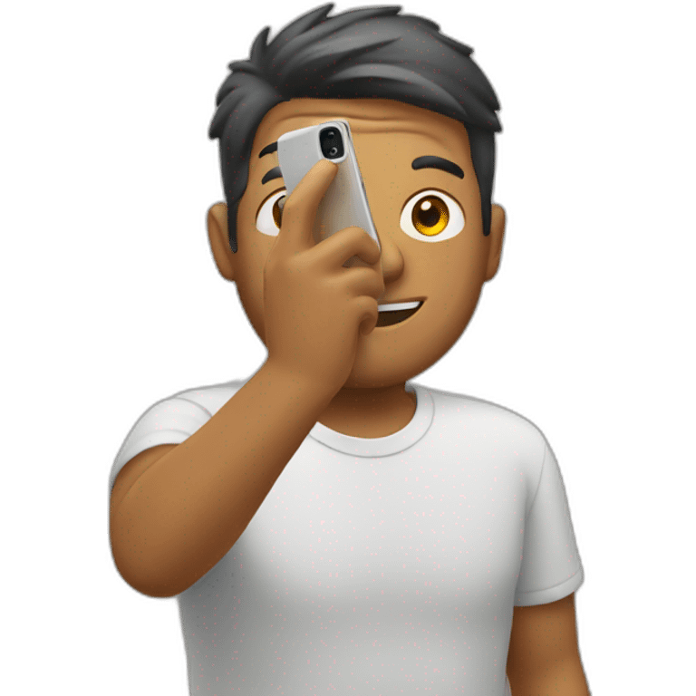 man clicking selfie emoji