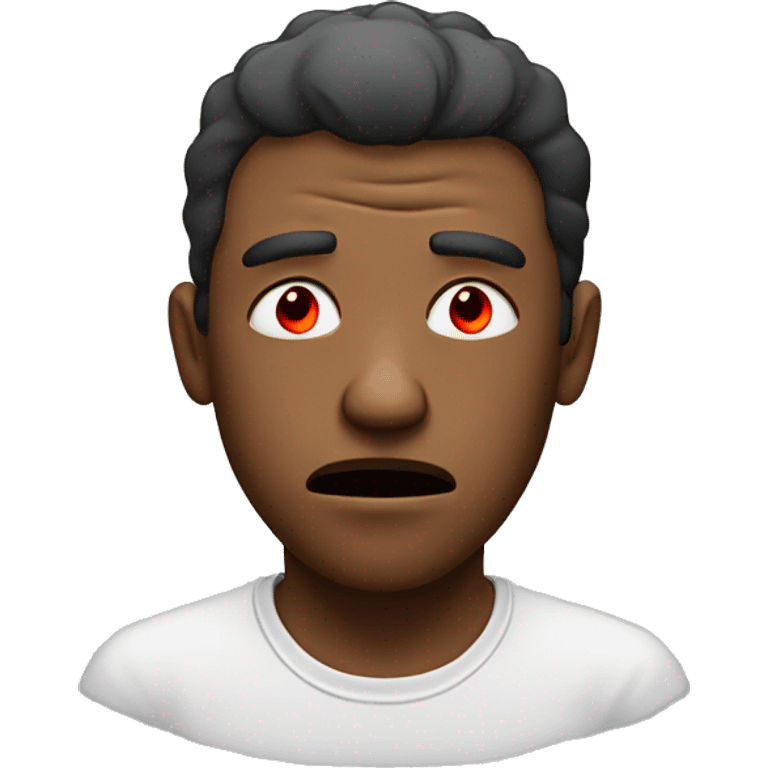 Guy with red eyes, looking tired and fume coming out of his mouth emoji