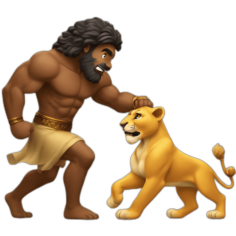 samson figting with lion emoji