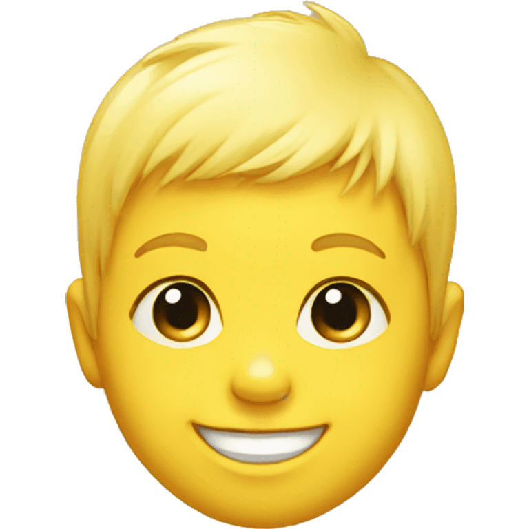 Yellow smiling baby head with tuft of hair emoji